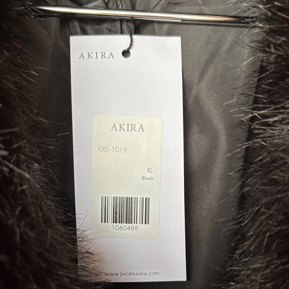 AKIRA Luxe Black Leather Jacket with Faux Fur - Picture 2 of 4